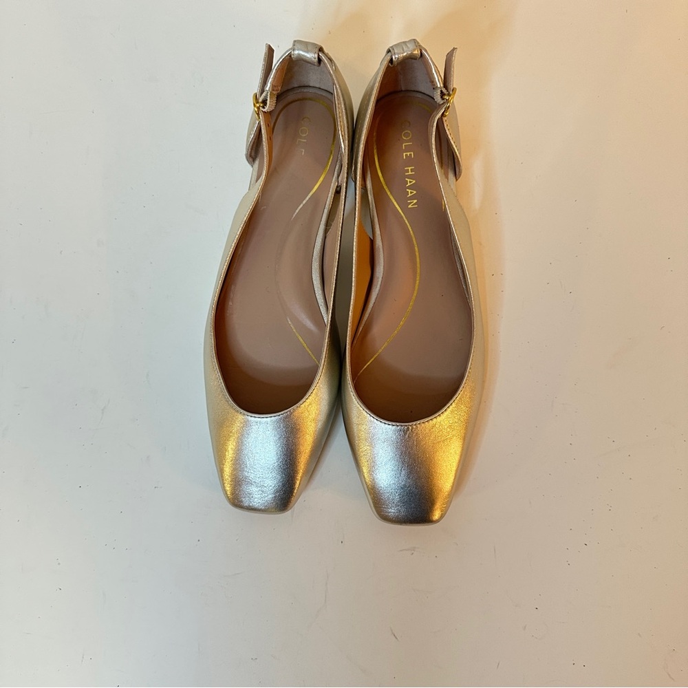 NEW Cole Haan Bria Cutout Soft Gold Leather Women's Ballet Flats, Sz 7 - Picture 3 of 13